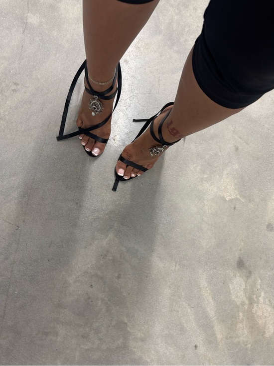 Giuseppe Zanotti Shoes - Giuseppe Zanotti VTG Jeweled Black Strappy Lace-Up Heels with Silver Accent